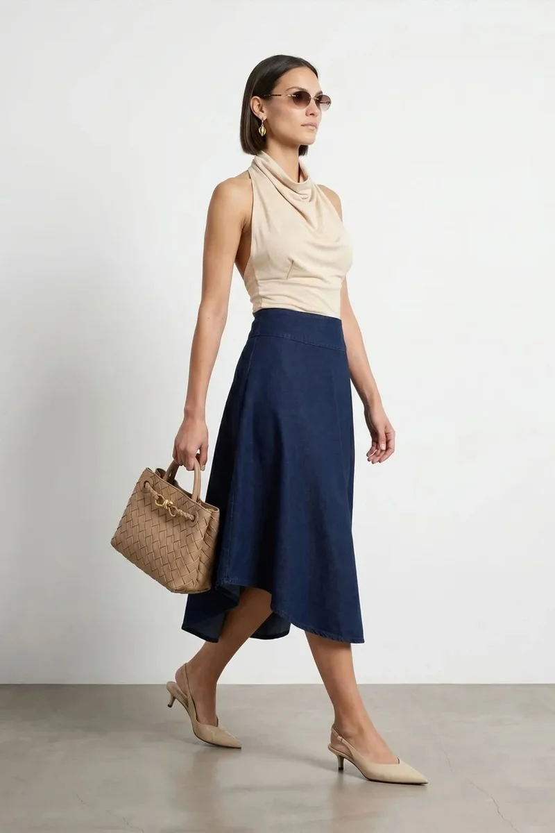 Dilvin Stone Natural DILVIN Fitted Sleeveless Cowl Neck Blouse for Women | Best Price UAE