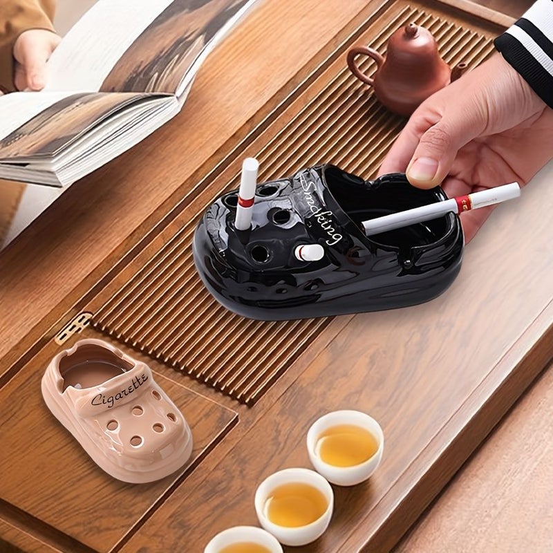 Beige Yellow Custom Small Slipper Shape Ashtray With Personalized Text for Home Decor - Image 4
