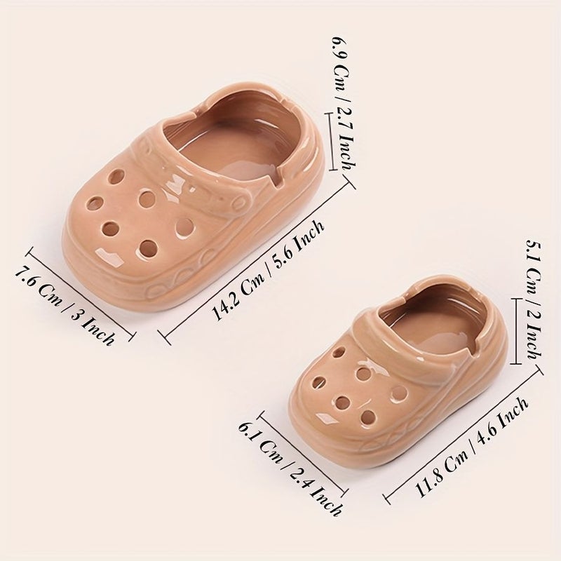 Beige Yellow Custom Small Slipper Shape Ashtray With Personalized Text for Home Decor - Image 3