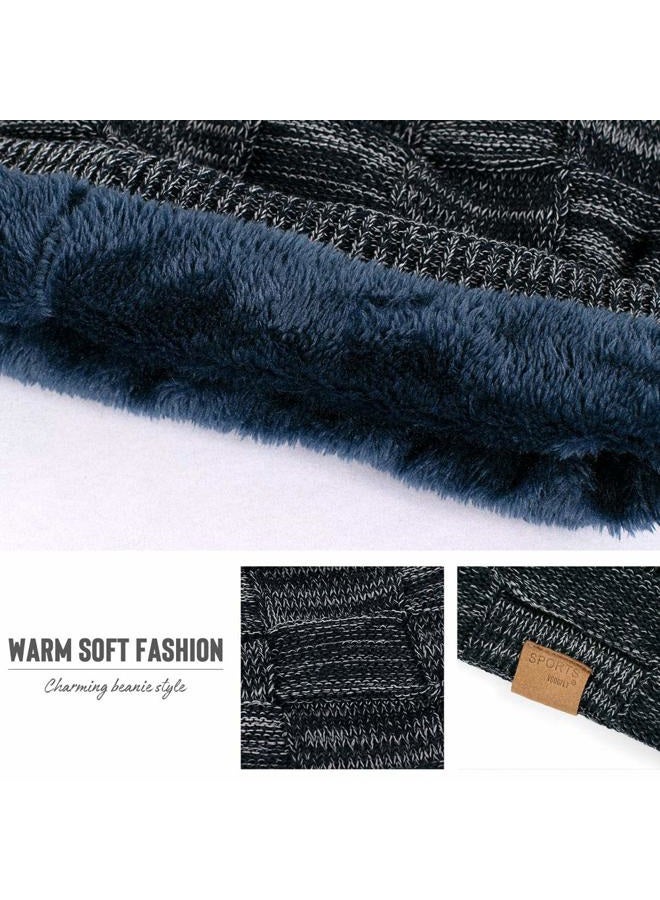 Vgogfly 2 Packs Slouchy Beanie for Men Winter Hats for Guys Cool Beanies Mens Lined Knit Warm Thick Skully Stocking Binie Hat…, Navy / Coffee, One size - Image 5