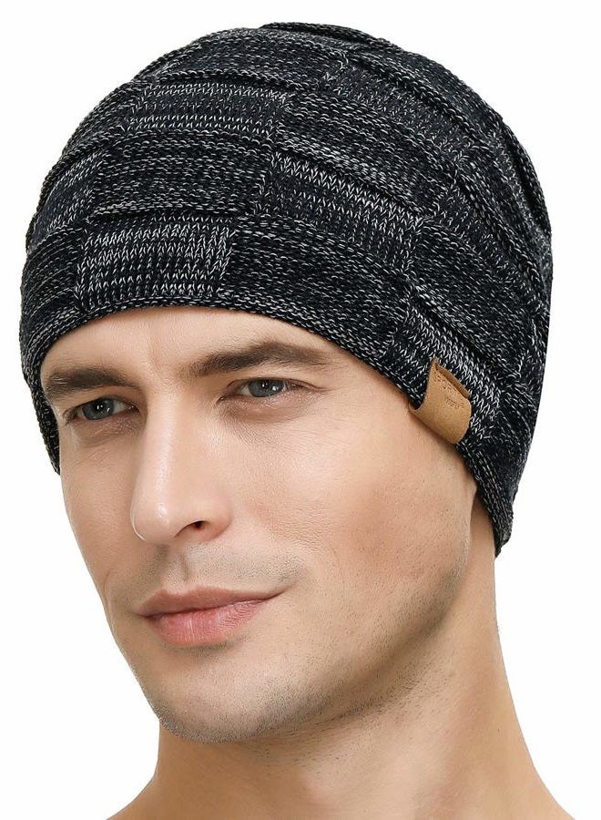 Vgogfly 2 Packs Slouchy Beanie for Men Winter Hats for Guys Cool Beanies Mens Lined Knit Warm Thick Skully Stocking Binie Hat…, Navy / Coffee, One size - Image 3