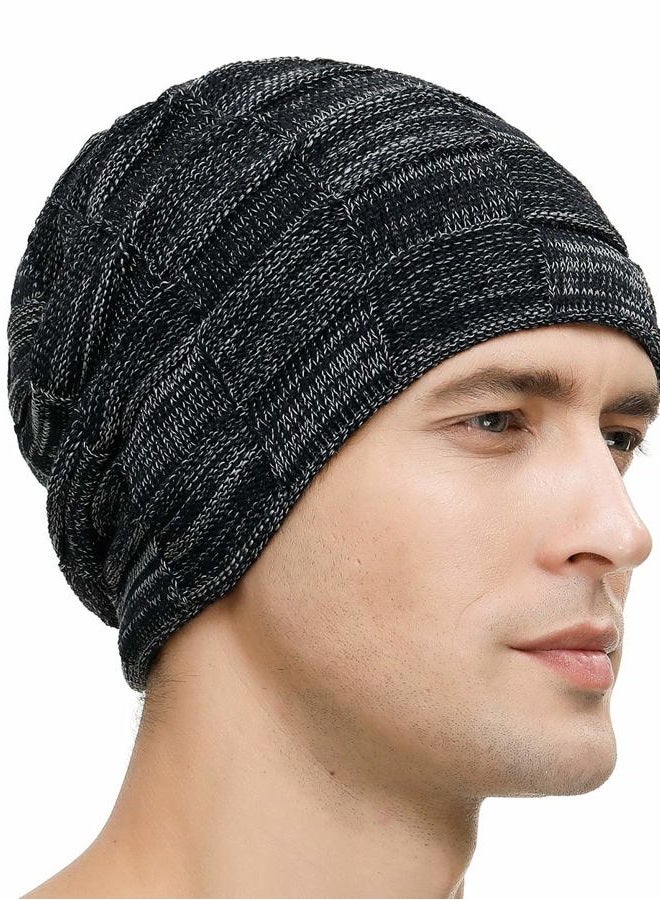 Vgogfly 2 Packs Slouchy Beanie for Men Winter Hats for Guys Cool Beanies Mens Lined Knit Warm Thick Skully Stocking Binie Hat…, Navy / Coffee, One size - Image 2