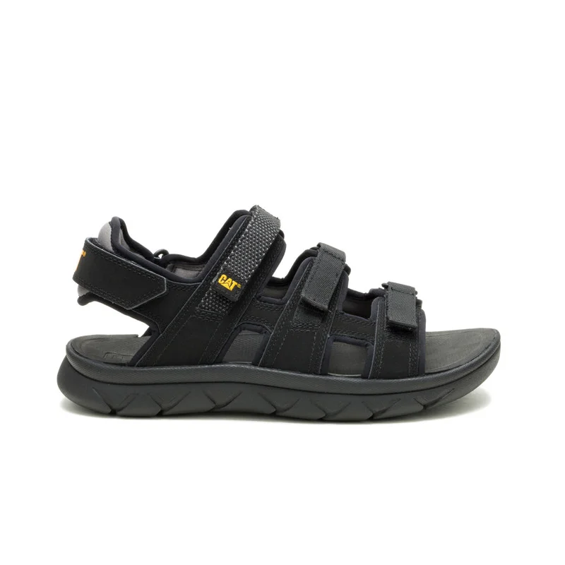 كاتربلر CAT Cadent Men’s PU Nubuck Soft Sandal – Lightweight EVA Comfort, Stretch Fabric Lining, Durable Rubber Outsole – Black