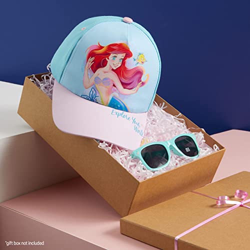 Disney Girls Sunglasses and Baseball Cap Set Adjustable Sun Hat 100 UV Sunglasses Girls Gifts Blue Ariel - Image 3