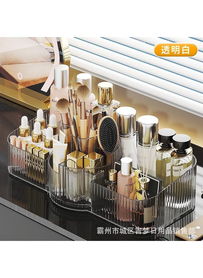 Crobat Light Luxury Cosmetic Table Rotating Storage Rack with Lid Large Capacity Multifunctional Cosmetic Desktop Storage Box - Image 5