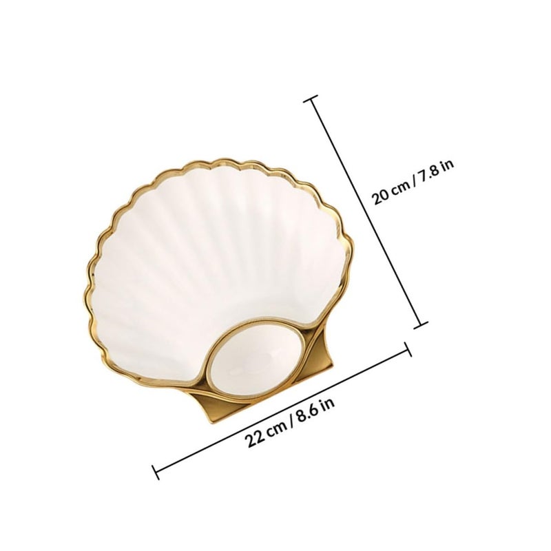 White Ceramic Shell Shaped Appetizer Plate for Sushi Dumplings and French Fries - Image 3