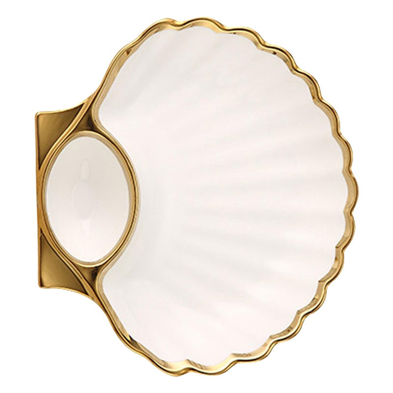 White Ceramic Shell Shaped Appetizer Plate for Sushi Dumplings and French Fries - Image 2