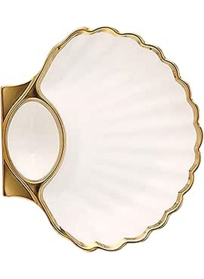 White Ceramic Shell Shaped Appetizer Plate for Sushi Dumplings and French Fries - Image 1