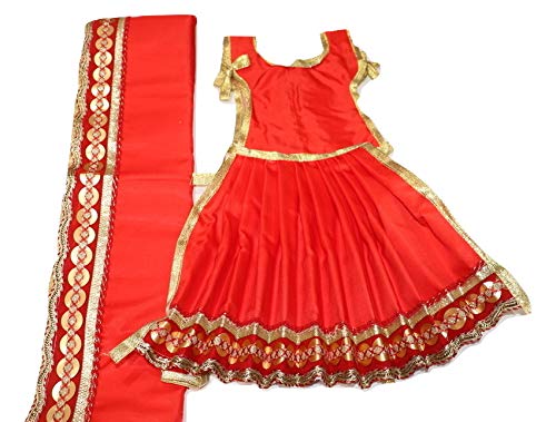 C R Tradelink فستان ماتاراني من بوليستر C R Tradelink لدورغا لاكشمي رادا راني ساراتسواتي أحمر 75 بوصة مجموعة قياسية من قطعة واحدة 1 _فستان ماتاراني 75 بوصة_ر - Image 2