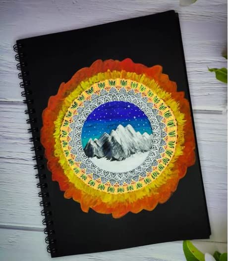 Brustro Black Sketchbook | A5, 200GSM | 40 Sheets/80 Pages | Wiro Bound, Spiral, Premium, Acid-Free Paper, Professional-Grade, Ideal for Dry Media, Mandala Art, Graphite, Charcoal, School, Office use - Image 3