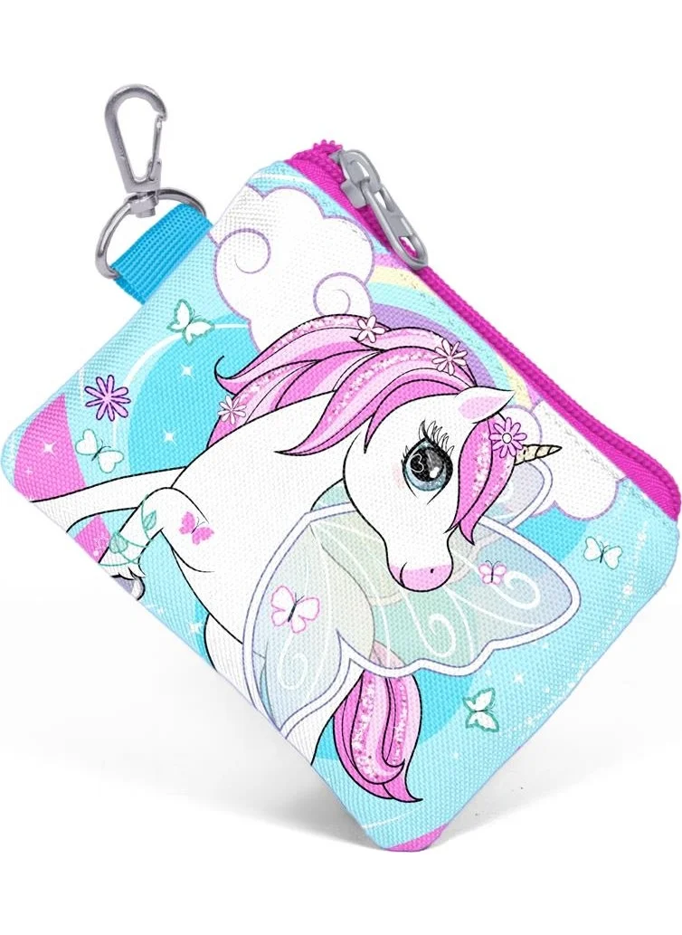 CORAL HIGH Kids Blue Neon Pink Unicorn Patterned Coin Purse 21811