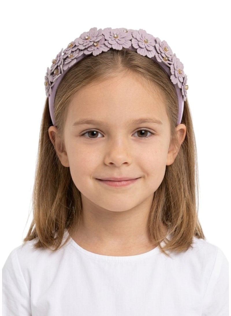 Bidani Floral Appliqué Headband - Purple - Image 1