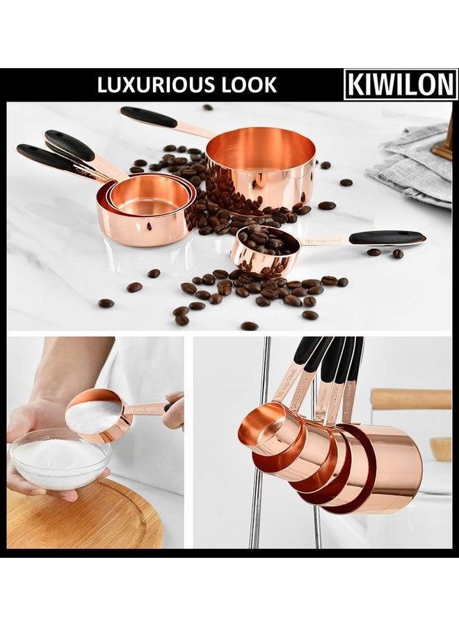 Kiwilon Stainless Steel Measuring Cups and Spoons - 10 Pieces | in Shiny Copper Color | Ideal for Baking for Dry and Liquid Ingredients | with Hanging Hole (Copper) - Image 3
