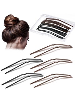 Mtlee MTLEE 24 Pcs U Shaped Hair Pins, Ballet Bobby Pins for Updo Hair Styling with Storage Box, Metal U Bun Hair Forks for Women Girls, Thick Thin Long Curly Hair(Black, Brown, 2.5 Inch)  - Image 1