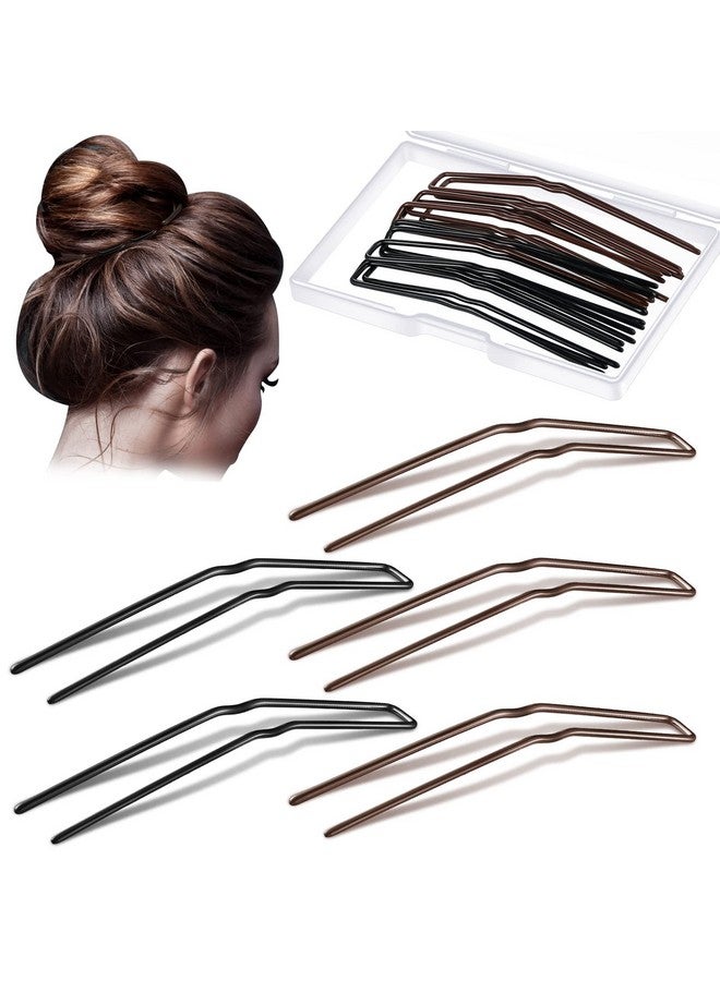 MTLEE 24 Pcs U Shaped Hair Pins, Ballet Bobby Pins for Updo Hair Styling with Storage Box, Metal U Bun Hair Forks for Women Girls, Thick Thin Long Curly Hair(Black, Brown, 2.5 Inch) - Image 1