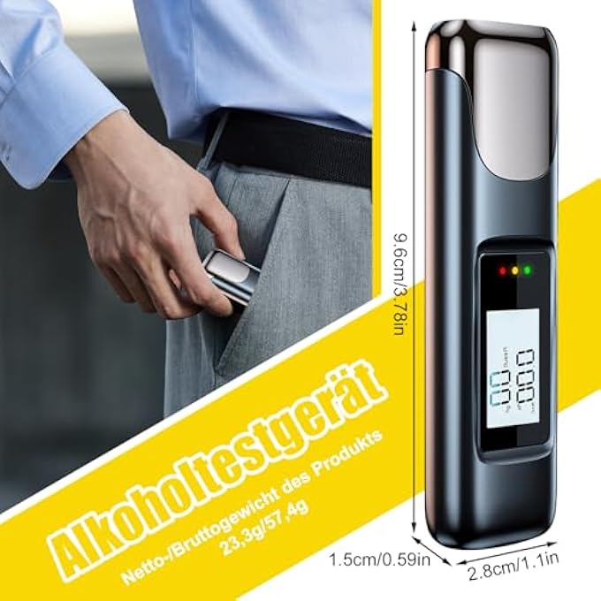 rayihni Alcohol Tester, Breathalyser Police Accurate, LCD Display, Rechargeable Per Mille Meter, Portable Breath Alcohol Tester, Mouthpieces Unnecessary for Personal and Professional - Image 3