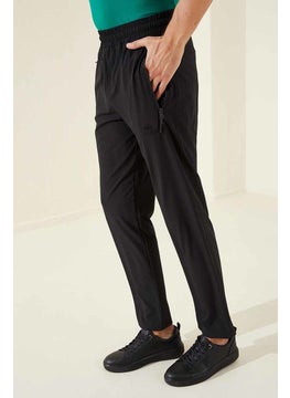 Tommy Life Black Men's Zippered Three Pocket Standard Fit Classic Leg Tracksuit Bottom-84768_01  - Image 1