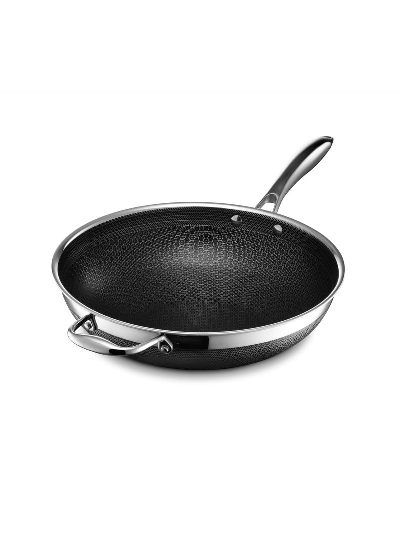 HexClad HexClad Hybrid Nonstick 12Inch Wok StayCool Handle DishwasherFriendly OvenSafe Up to 900F InductionReady Compatible with All Cooktops 