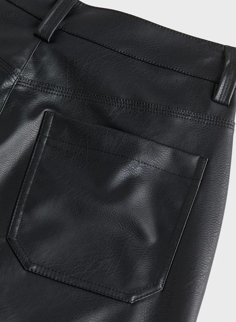 H&M Faux Leather Cargo Pants