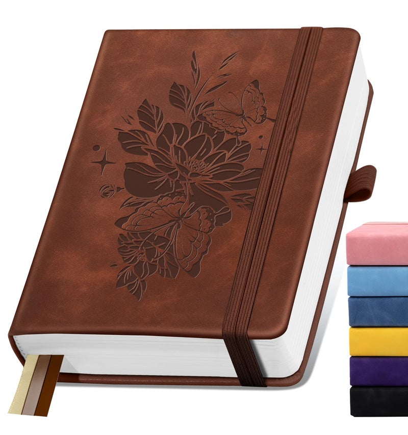 ALKALO Lined Journal Notebook 365 Pages, A5 Leather Journals for Writing Women & Men, Hardcover Notebook with 100GSM Thick Paper, Daily Journal Notebook for Travel, Work, School, Note Taking, College Ruled - Image 1