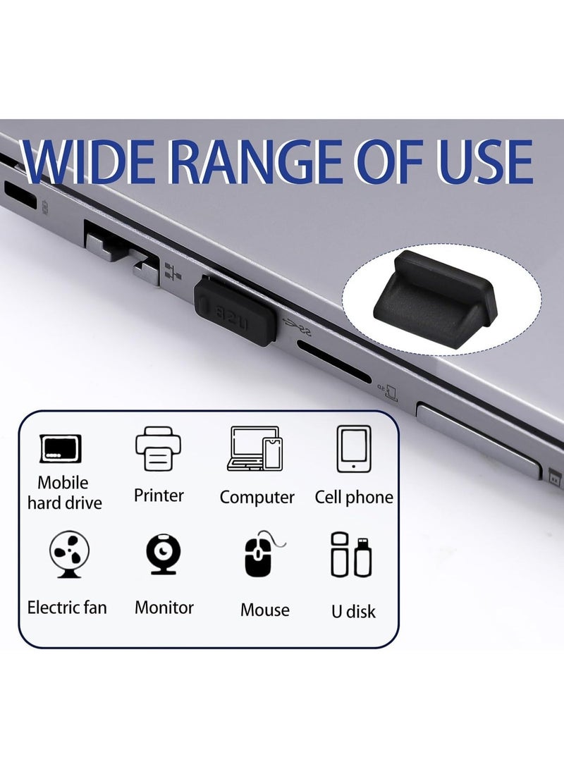 jaexest 20 قطعة من أغطية منافذ USB المصنوعة من السيليكون باللون الأسود، واقيات USB المضادة للغبار، وسدادات من السيليكون لمنافذ USB من النوع A، وسدادات للواجهة الأنثوية لمنافذ USB - Image 2