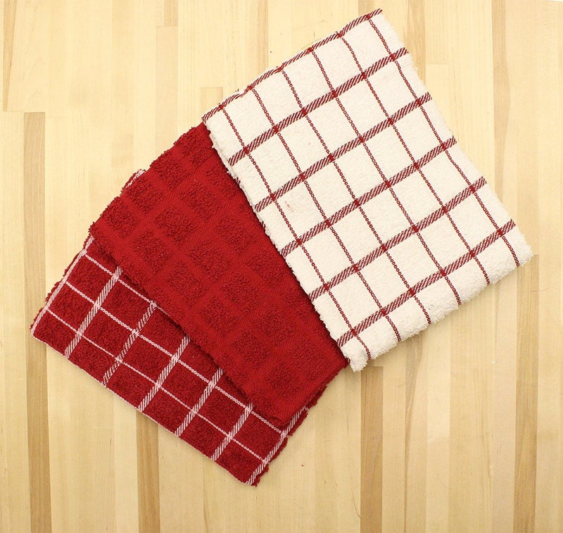 Ritz 100% Cotton Terry Kitchen Dish Towels, Highly Absorbent, 25” x 15”, 3-Pack, Paprika Red - Image 2