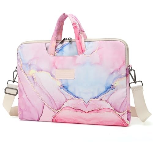 DACHEE Laptop Shoulder Bag for 15 Inch/15.6 Inch Macbook Pro (Pink Marble Shoulder, 15 inch/15.6 inch) - Image 1