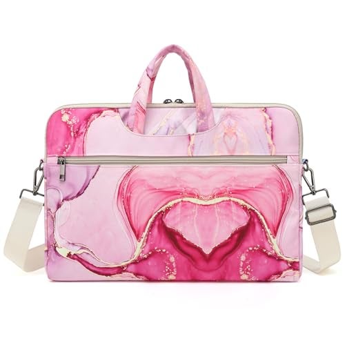 DACHEE Laptop Shoulder Bag for 15 Inch/15.6 Inch Macbook Pro (Pink Marble Shoulder, 15 inch/15.6 inch) - Image 4