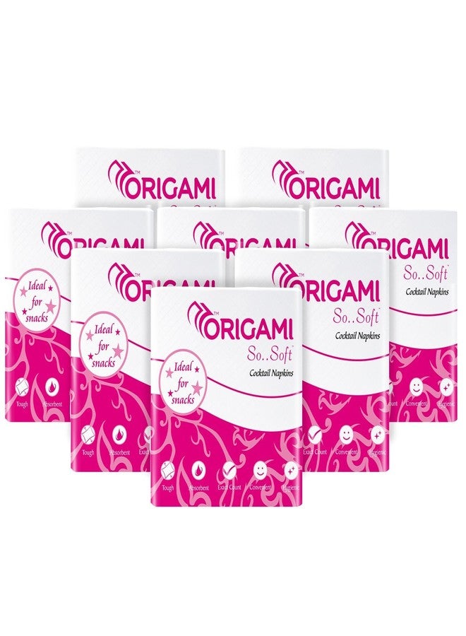 Origami So Soft Cocktail Paper Napkins | Tough, Super Absorbent Multipurpose Tissue | Food Contact Safe, Ideal for Snacks, Parties & Daily Use - Pack of 8 (100 Pulls Per Pack, Total 800 Sheets) - Image 1