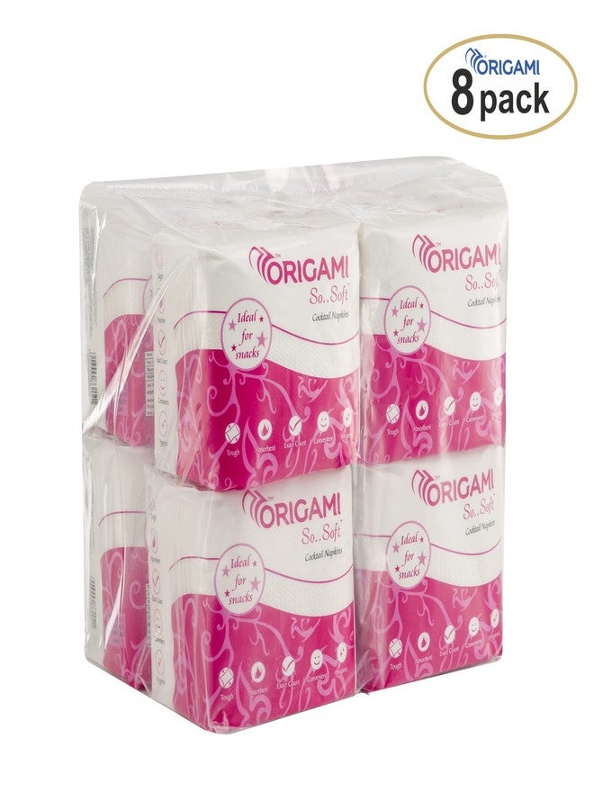 Origami So Soft Cocktail Paper Napkins | Tough, Super Absorbent Multipurpose Tissue | Food Contact Safe, Ideal for Snacks, Parties & Daily Use - Pack of 8 (100 Pulls Per Pack, Total 800 Sheets) - Image 2