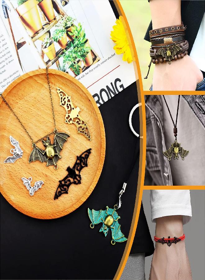 JIALEEY JIALEEY 33PCS Bat Charms Mixed Halloween Spooky Flittermouse Flying Vampire Bat Connector Charms Pendants DIY for Jewelry Making Crafting - Image 4