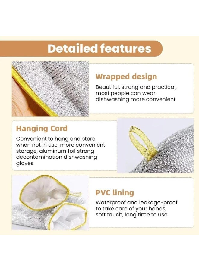 Generic 2-Pack Reusable Wire Dishwashing Gloves - Innovative Loofah Alternative for Kitchen Cleaning | Multipurpose, Waterproof & Heat-Insulating Gloves for Pots, Pans & Utensils  - Image 2