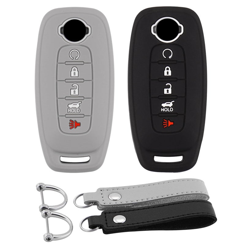 Koaudb Car Key Fob Cover Compatible with 2024 2023 Accessories Pathfinder Rogue Silicone Rubber Key Case Shell Protector with Keychain 2 Pack Nisn5RBG