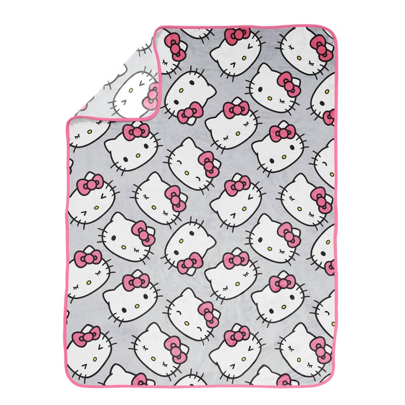 Jay Franco Kids Plush Throw Blanket - Soft & Comfy Throw for Couch or Bed - Cozy Home D?cor for Living Room & Bedroom  Gray - Hello Kitty  46x60 - Throw Blanket - Image 5