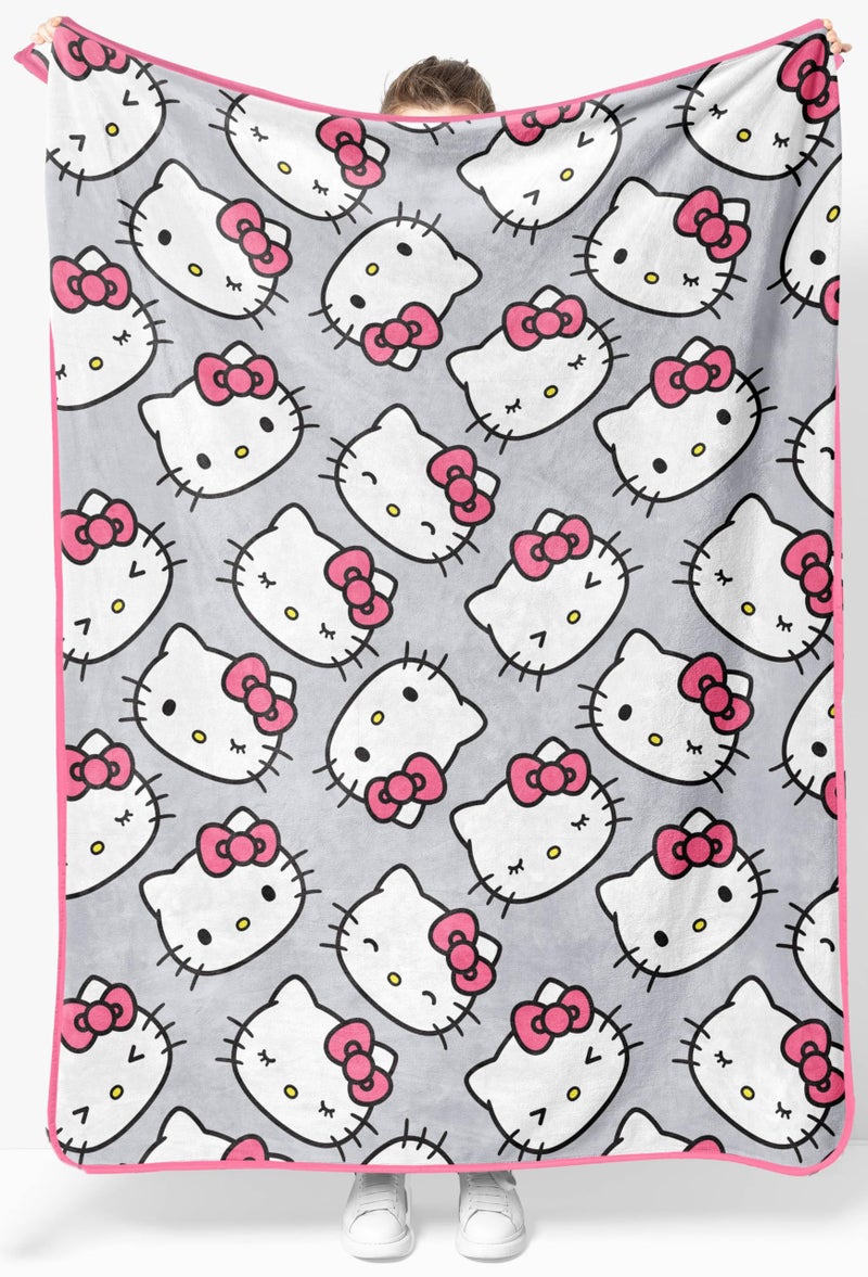 Jay Franco Kids Plush Throw Blanket - Soft & Comfy Throw for Couch or Bed - Cozy Home D?cor for Living Room & Bedroom  Gray - Hello Kitty  46x60 - Throw Blanket - Image 1