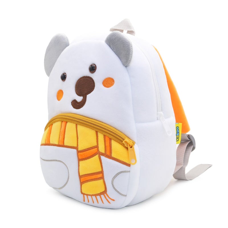 Plush Kids Backpack, Polar Bear Animal Design, Soft Lightweight School Bag for Toddlers and Preschool Kids - Image 2