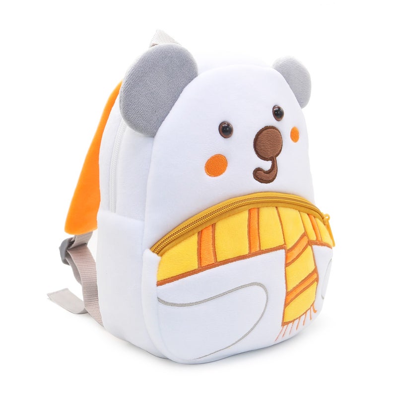 Plush Kids Backpack, Polar Bear Animal Design, Soft Lightweight School Bag for Toddlers and Preschool Kids - Image 3