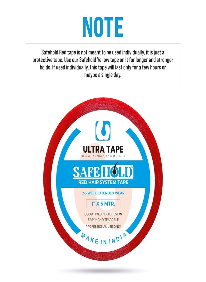 SAFEHOLD Hair Patch Red Tape | Ultra Hold Double-Sided Waterproof Tape for Hair Patches and Wigs | Maximum Hold up to 2 Weeks (1 X 5 Yards) - Image 2