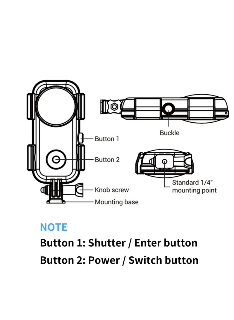 Y&D - Waterproof Case Housing Dive for Insta360 ONE X2 Action Camera, Up to 40m/131ft, Diving, Snorkeling, Swimming - Image 1
