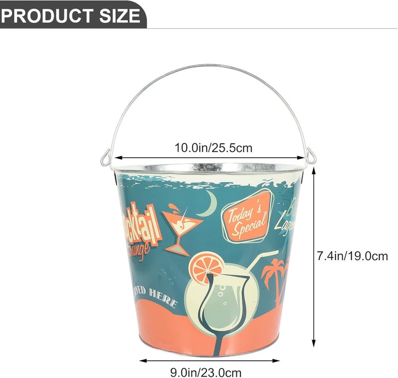comfrt Ice Bucket Tin Buckets Galvanized Metal Pail Beer Bucket Beverage Bucket for Ice, Beer, Wine, Champagne, Table Centerpieces 25.5x23x19cm - Image 2