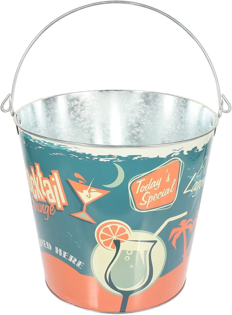 comfrt Ice Bucket Tin Buckets Galvanized Metal Pail Beer Bucket Beverage Bucket for Ice, Beer, Wine, Champagne, Table Centerpieces 25.5x23x19cm - Image 1