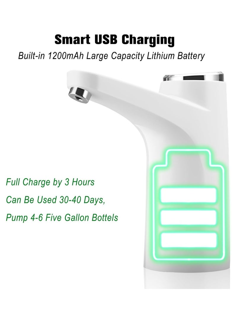 Universal Water Bottle Pump Automatic Drinking Water Pump Portable, Easy To Carry, USB Charging Bottle Pump, Suitable For Indoor And Outdoor Portable Drinking Fountains (White) - Image 5