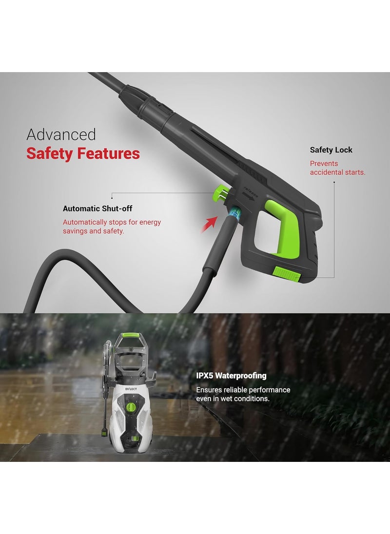 Dylect DYLECT Ultra Power Max High Pressure Car Washer Pump 2000 Watts Motor 150 Bars Pressure 7LMin Flow Rate 8M Outlet Hose Upright Design with Wheels for Bike Home Cleaning with 10 Accessories  - Image 5