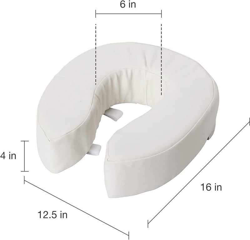 DMI Raised Toilet Seat Cushion - 4 Inch Foam Toilet Seat Riser with Tear-Resistant Cover, White - Image 3