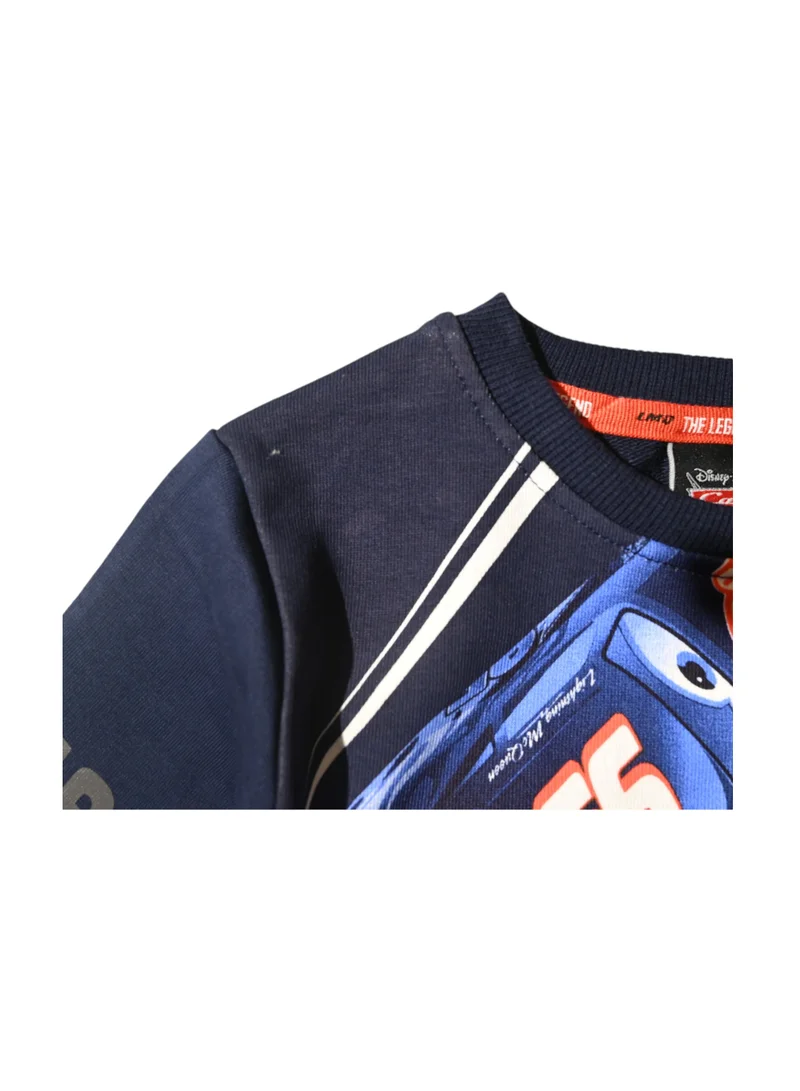 Cars Boys' Long Sleeve Sweatshirt with Race Car Print, Navy Blue and Orange