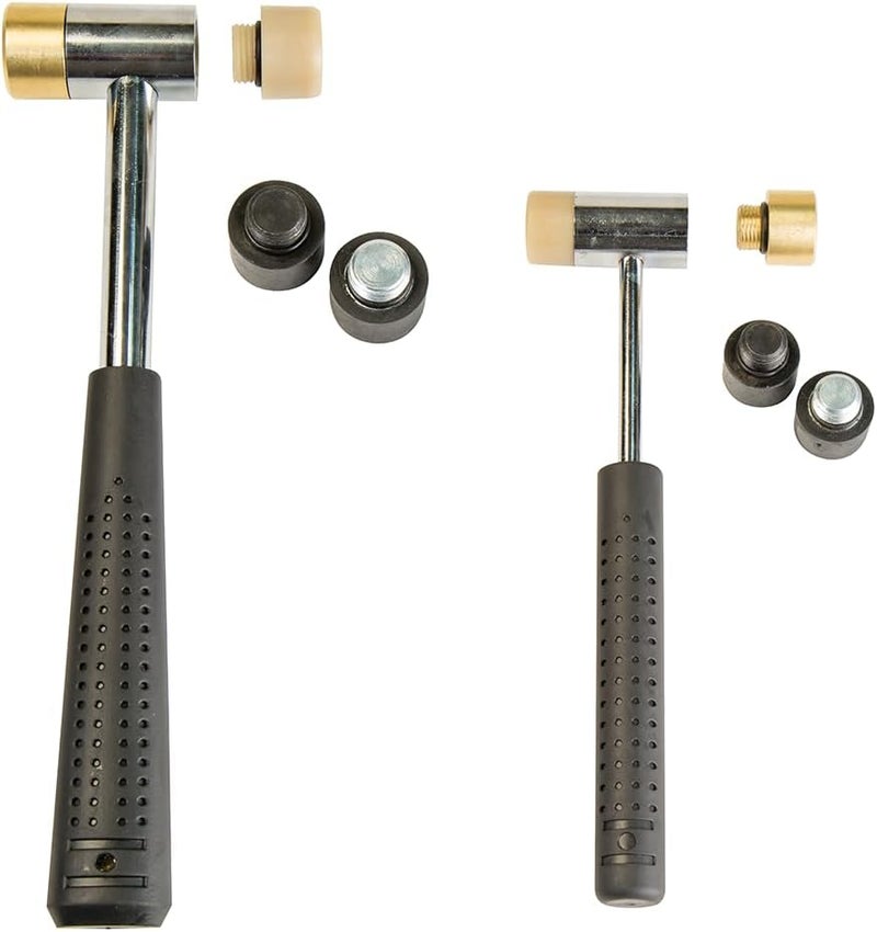 Wheeler Interchangeable Hammer Set Includes Two Hammers with Metal, Brass, Nylon, and Rubber Heads for Gunsmithing - Image 1