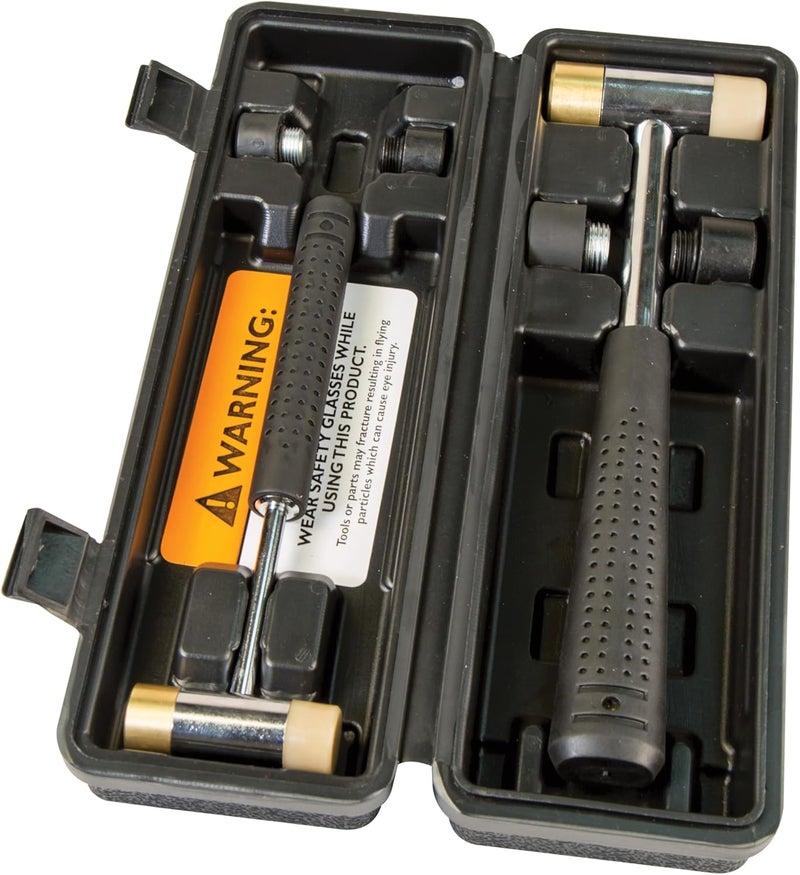 Wheeler Interchangeable Hammer Set Includes Two Hammers with Metal, Brass, Nylon, and Rubber Heads for Gunsmithing - Image 2