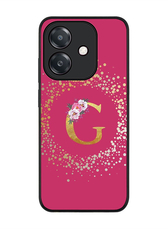 Stylizedd For Oppo A5i Case,Slim fit Camera Protection, Shockproof Thin Phone cover  - Custom Monogram Floral - G ( Deep Pink )