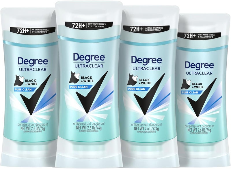Degree UltraClear Black+White Pure Clean Antiperspirant Deodorant for Women, 2.6 Ounce (Pack of 4) - Image 1