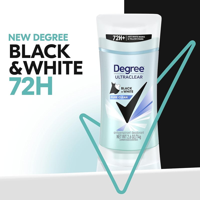 Degree UltraClear Black+White Pure Clean Antiperspirant Deodorant for Women, 2.6 Ounce (Pack of 4) - Image 3